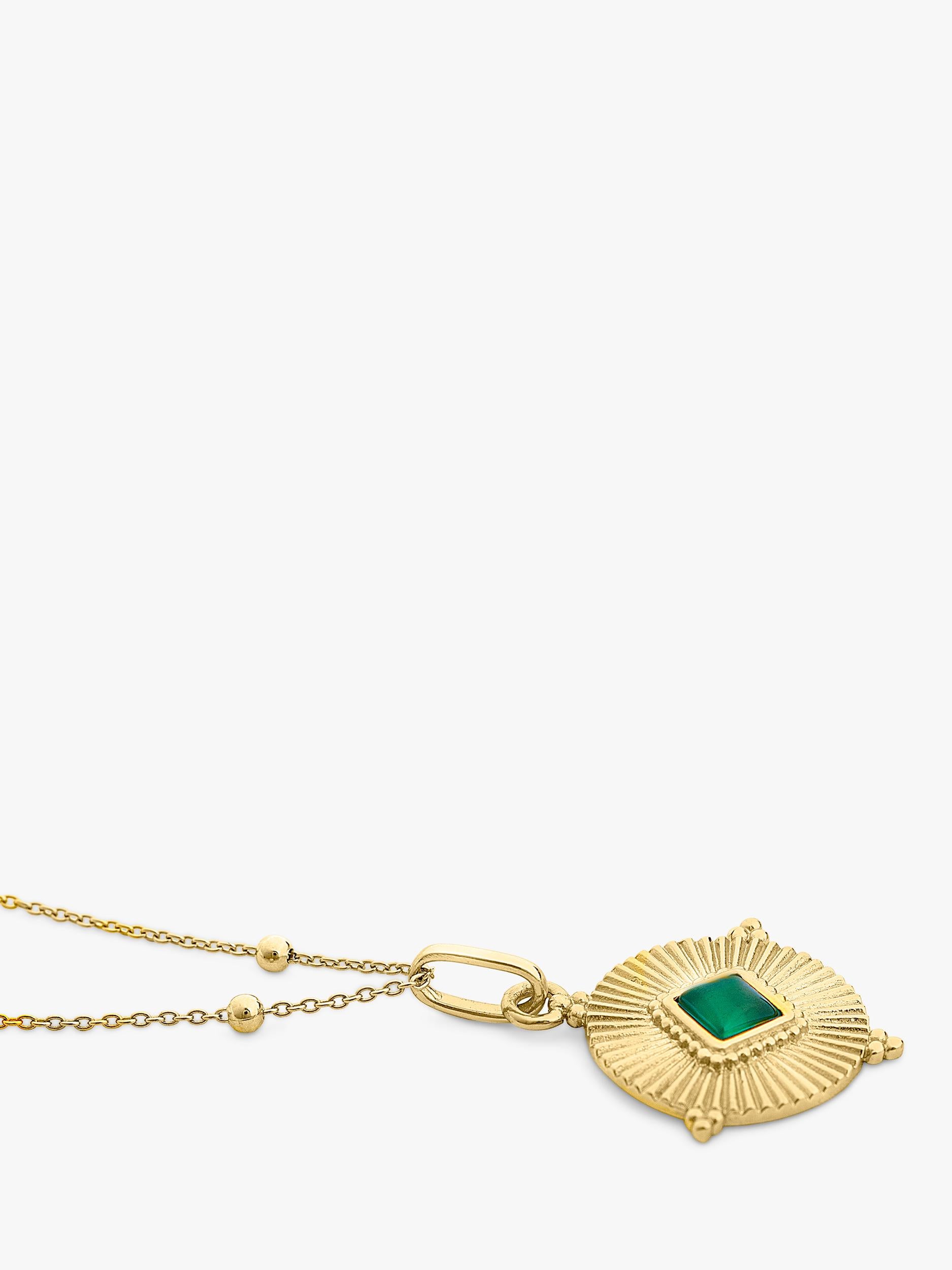 Larnauti diamond cut round onyx pendant necklace gold - British product