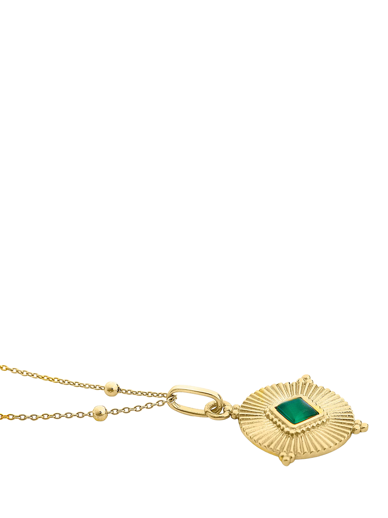 Larnauti diamond cut round onyx pendant necklace gold - British product