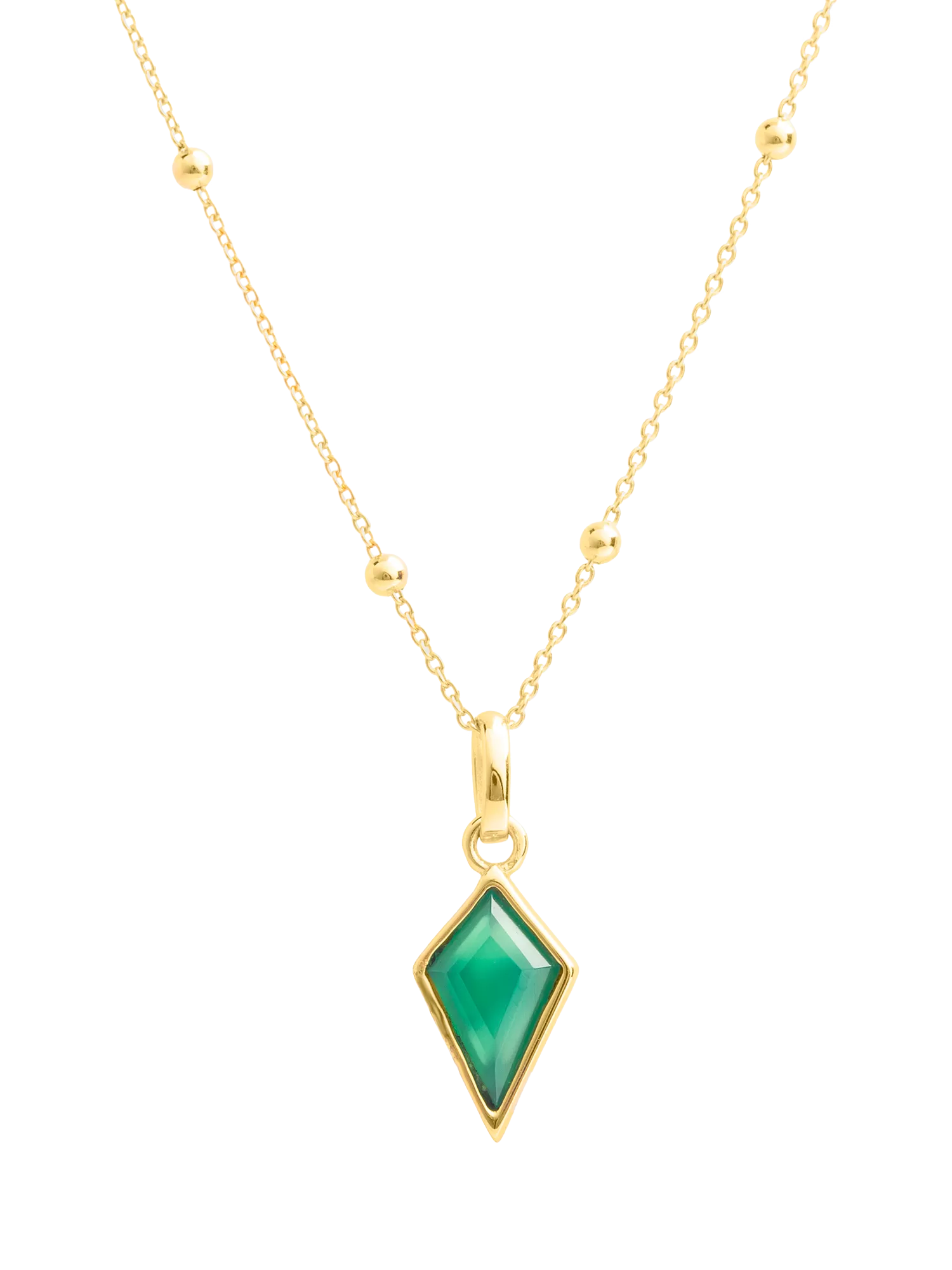 LARNAUTI green onyx pyramid pendant necklace gold, imported from the UK