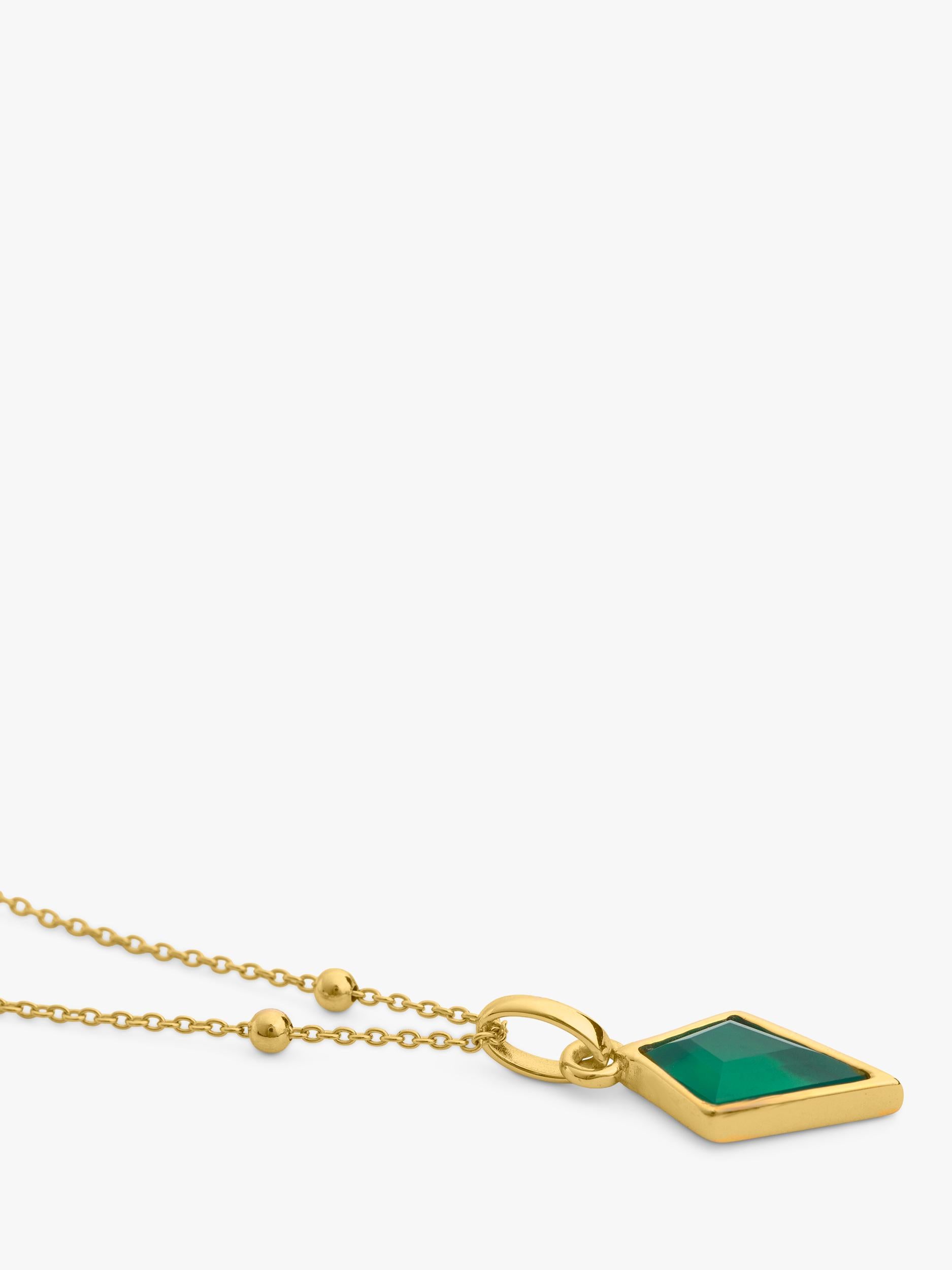 LARNAUTI green onyx pyramid pendant necklace gold, imported from the UK