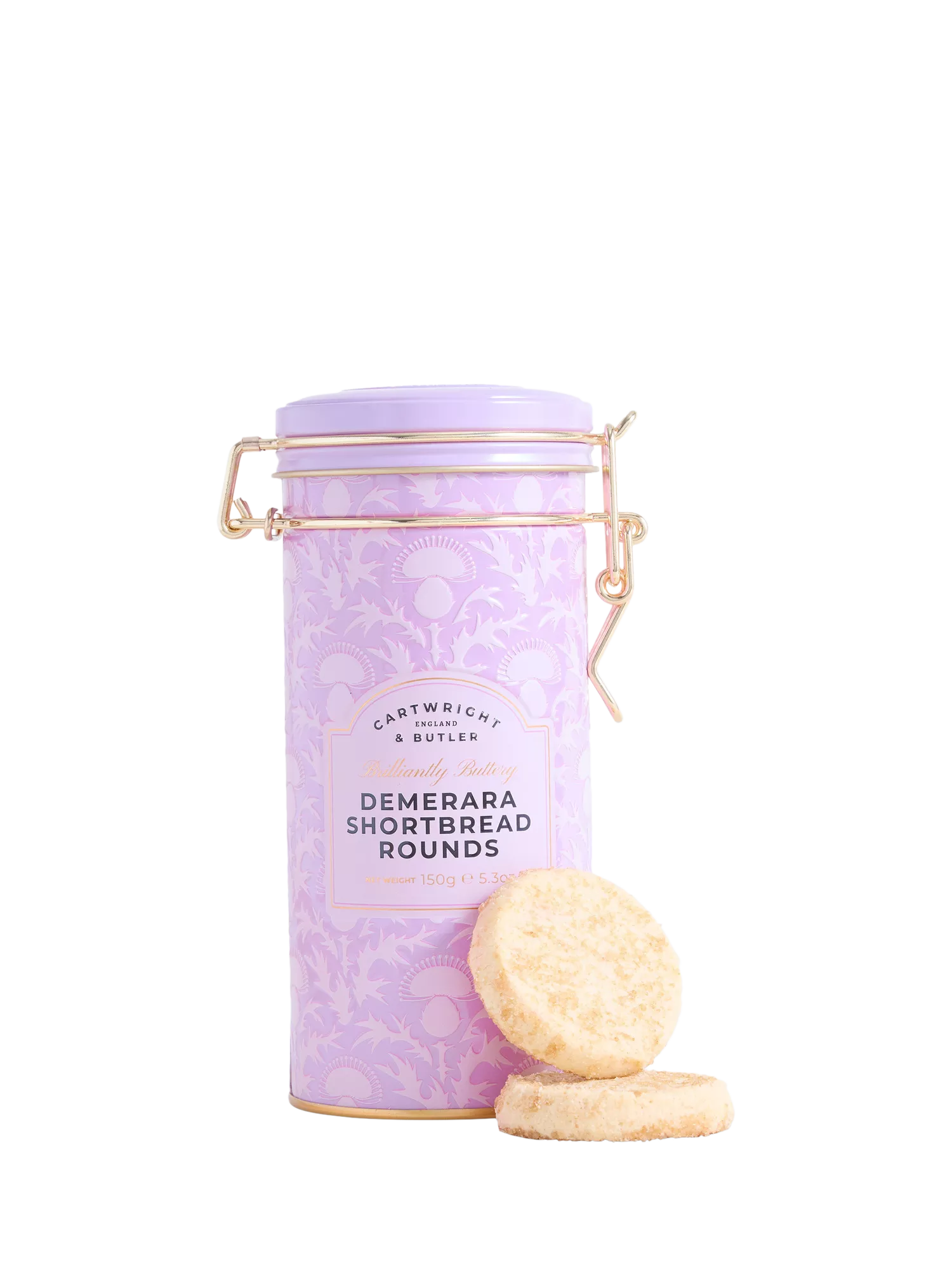 Cartwright & Butler Demerara shortbread rounds 150g, imported from the UK