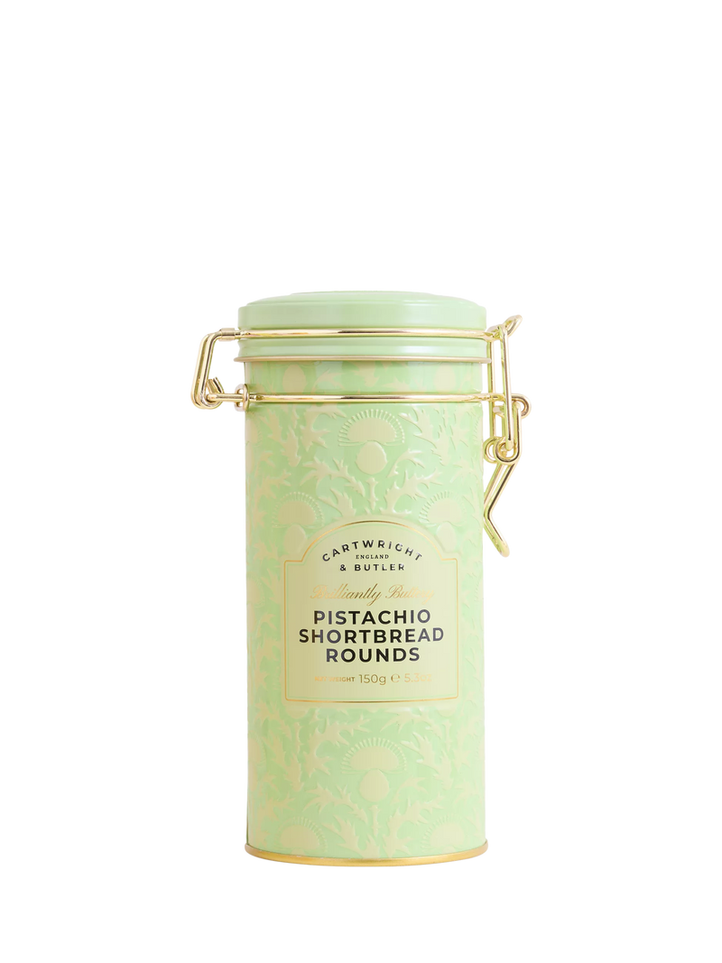 Cartwright & Butler pistachio shortbread rounds tin 150g (British brand)