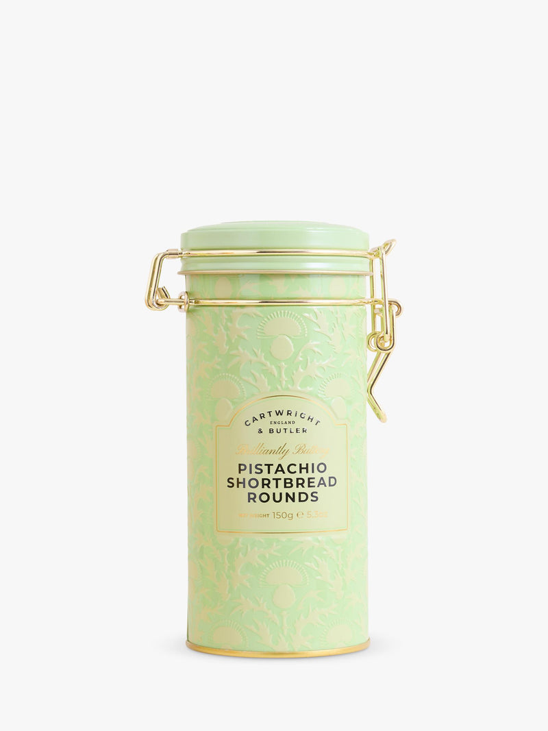 Cartwright & Butler pistachio shortbread rounds tin 150g (British brand)