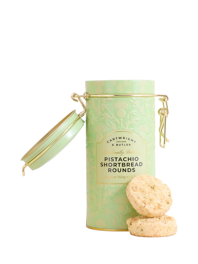 Cartwright & Butler pistachio shortbread rounds tin 150g (British brand)