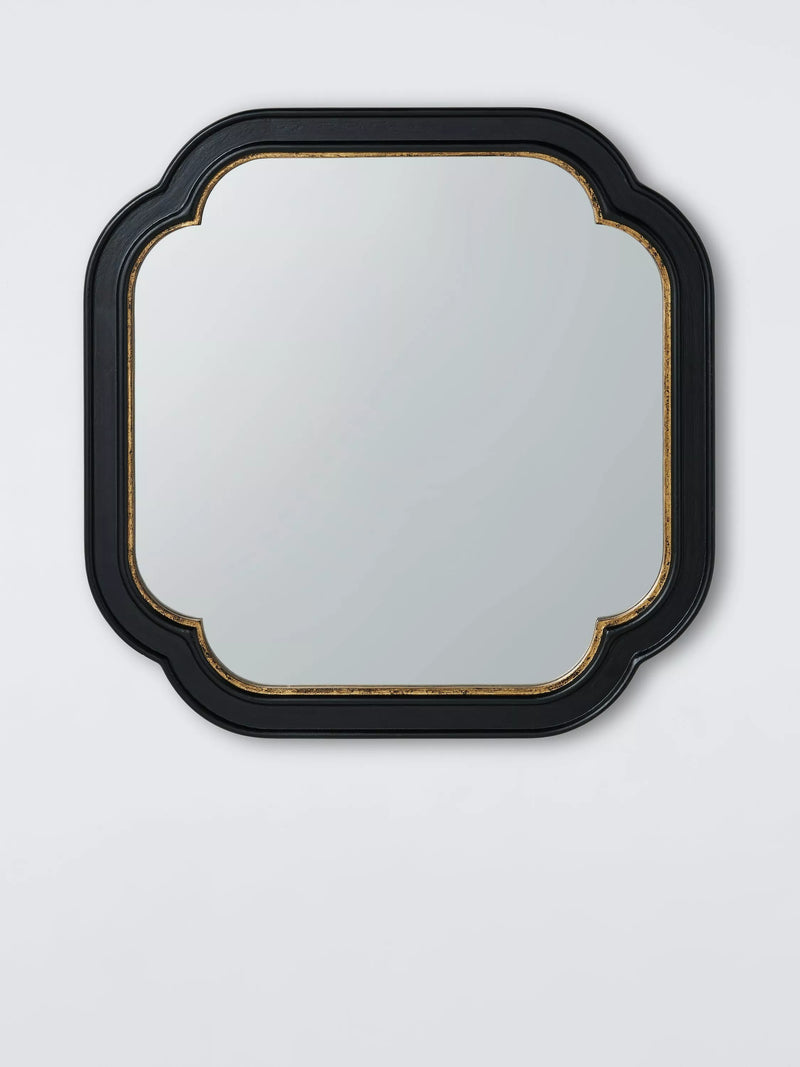 John Lewis heritage wood frame wall mirror, black, 50x50cm, UK version