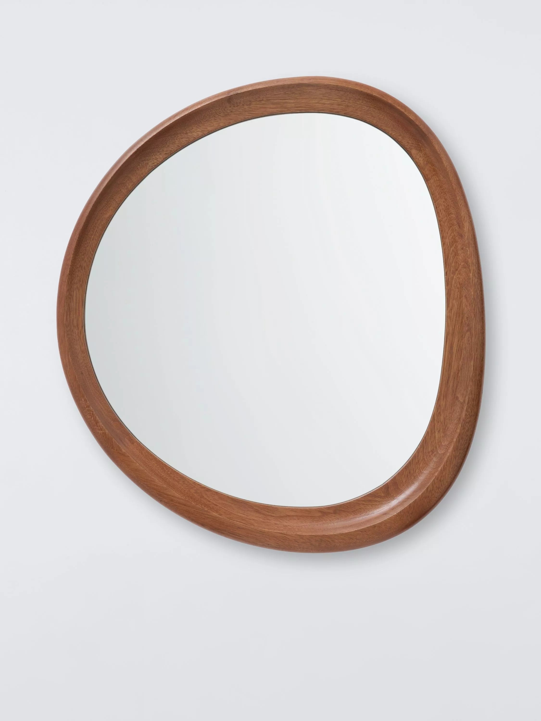 John Lewis mid century round wall mirror walnut 69x62cm (British brand)