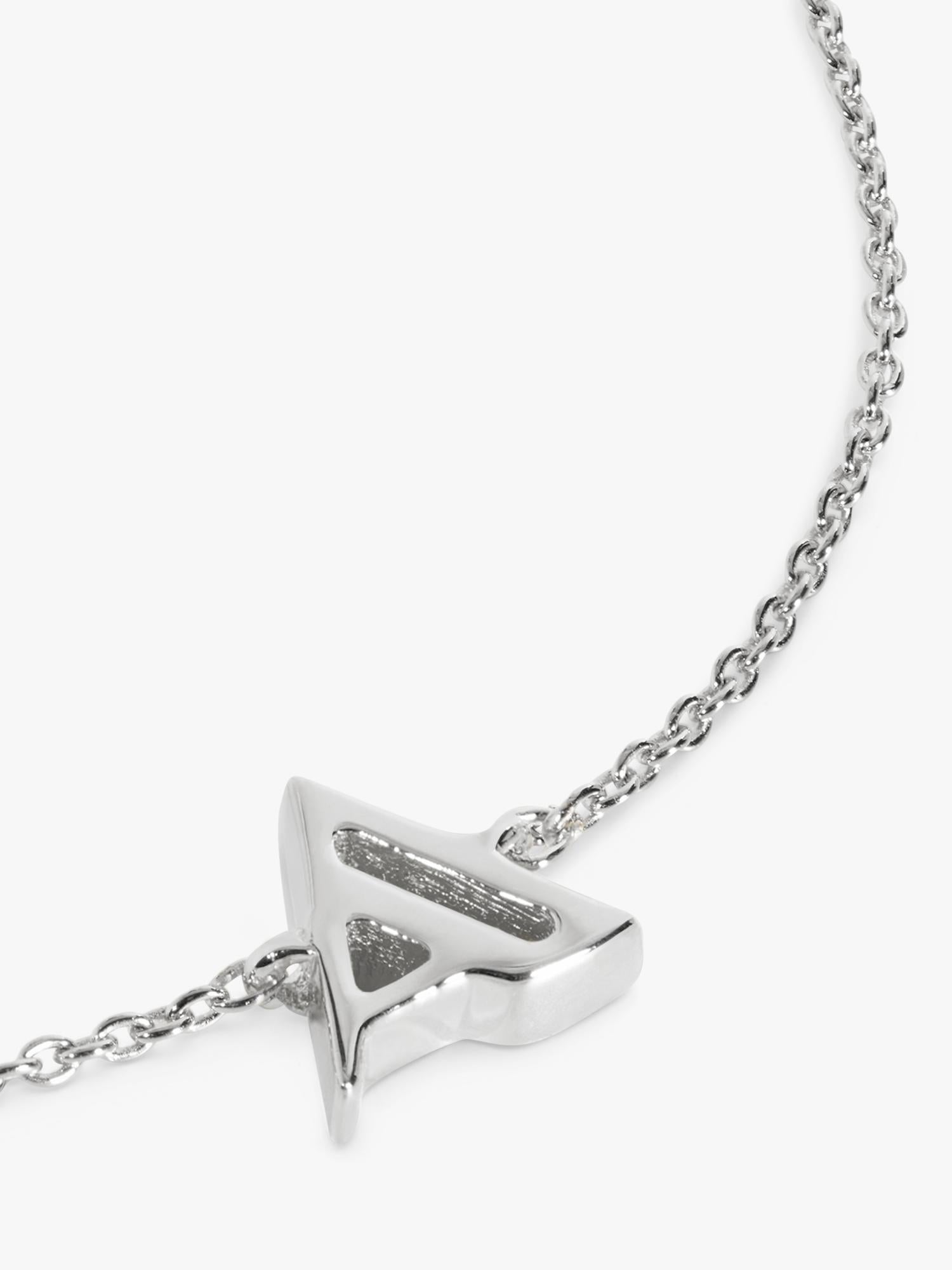 Monica Vinader Art Deco sterling silver initial chain bracelet, imported from the UK