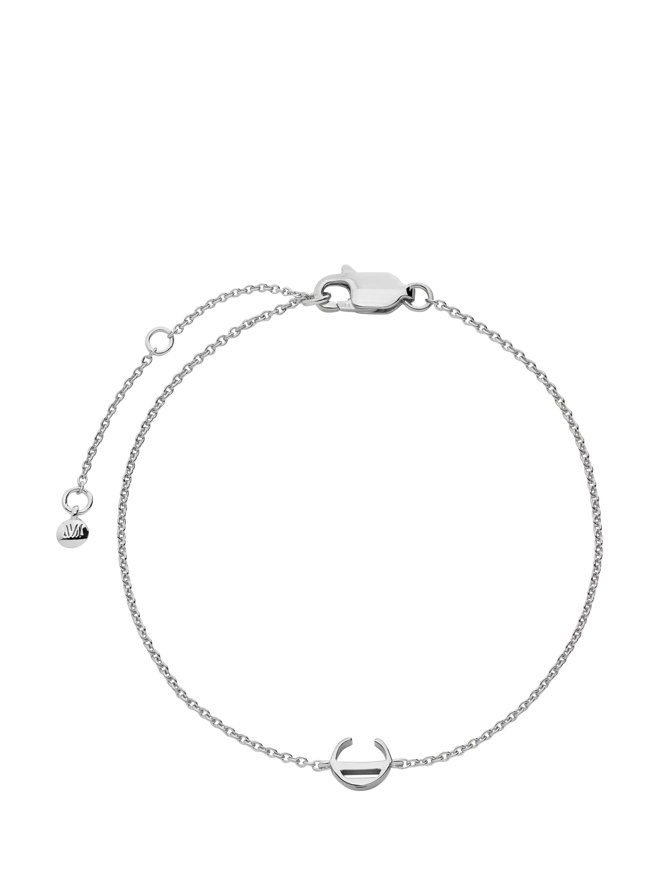 Monica Vinader Art Deco Initial Chain Bracelet Silver
