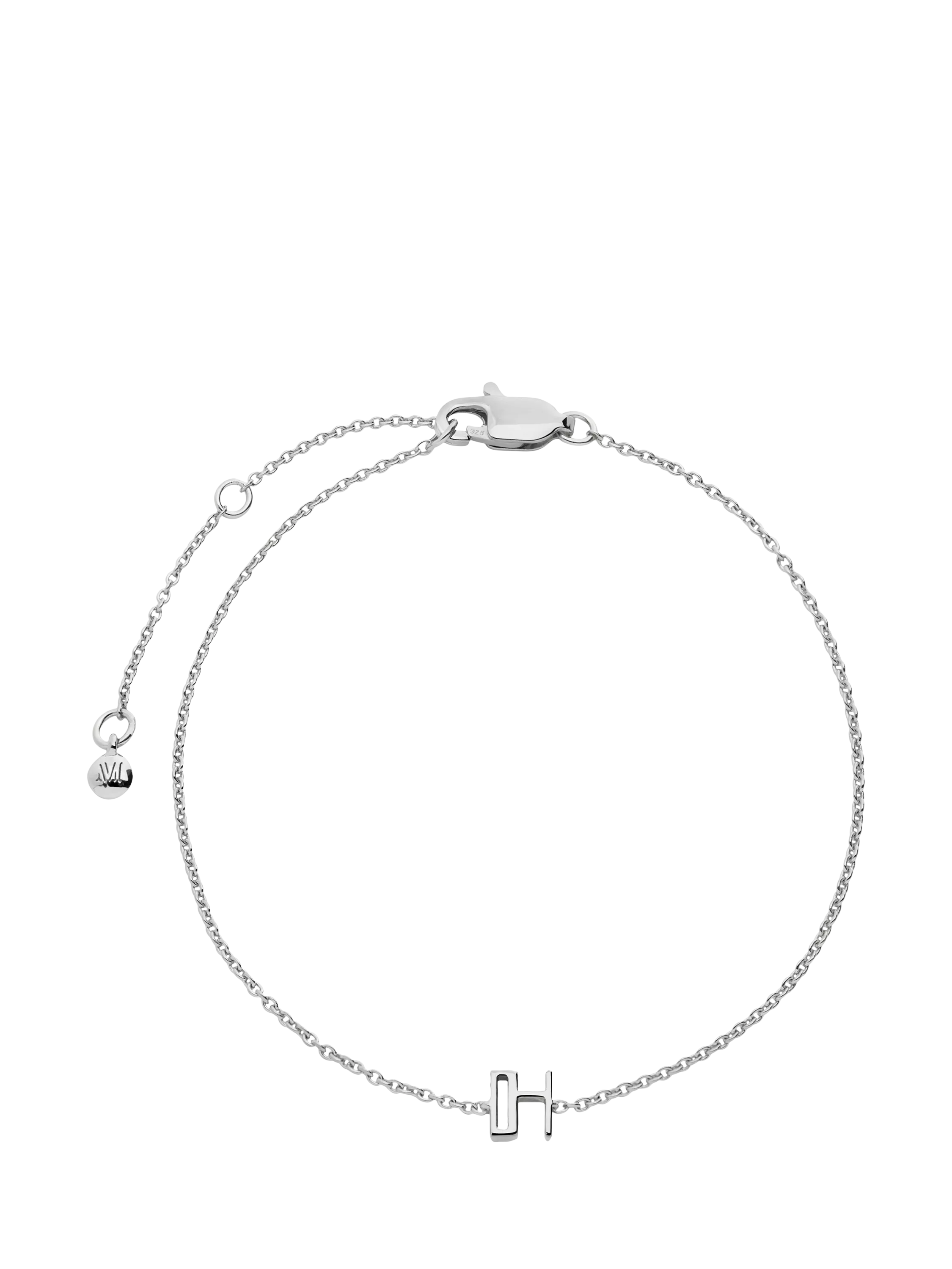 Monica Vinader Art Deco Initial Chain Bracelet Silver