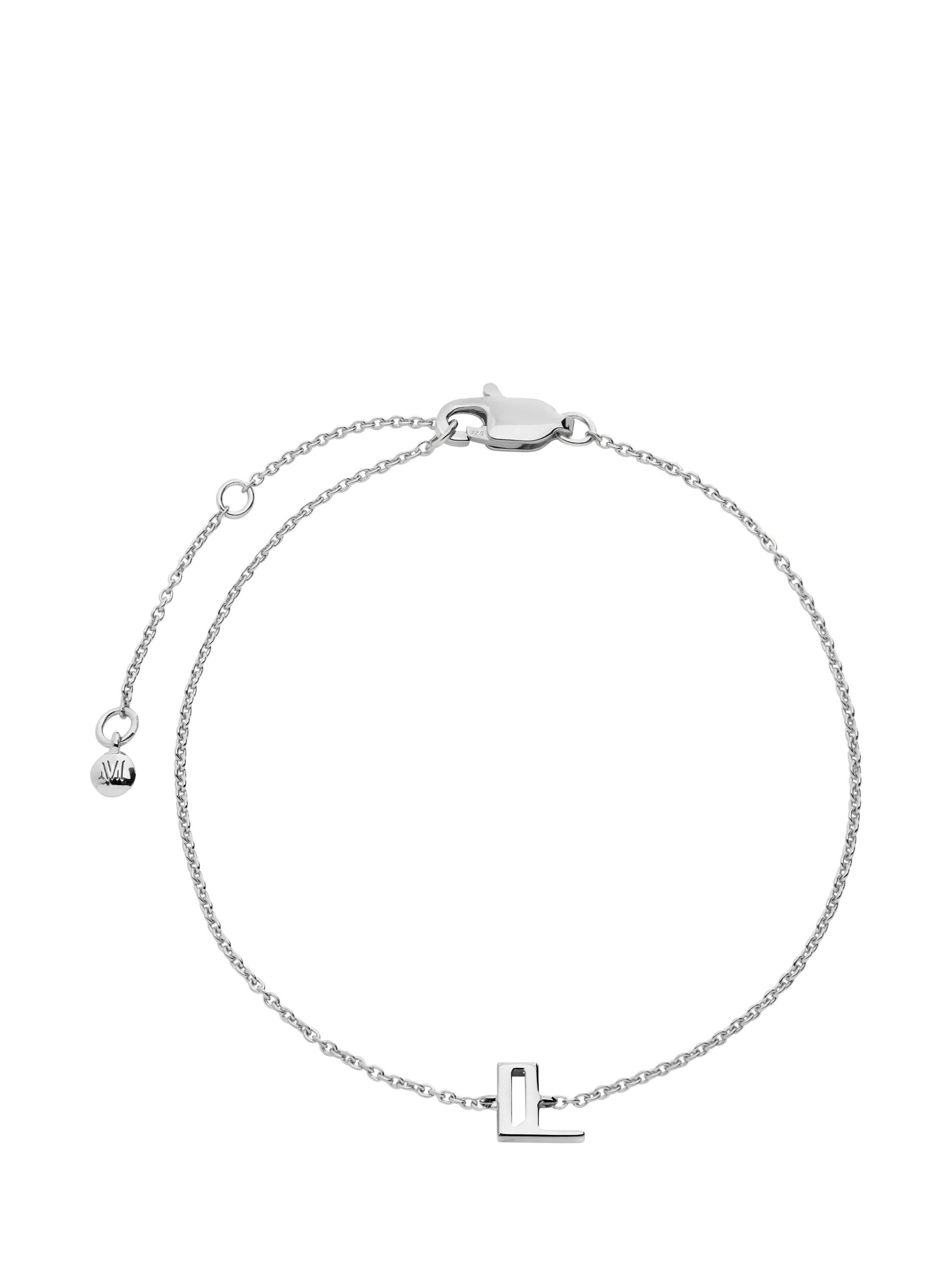 Monica Vinader Art Deco Initial Chain Bracelet Silver