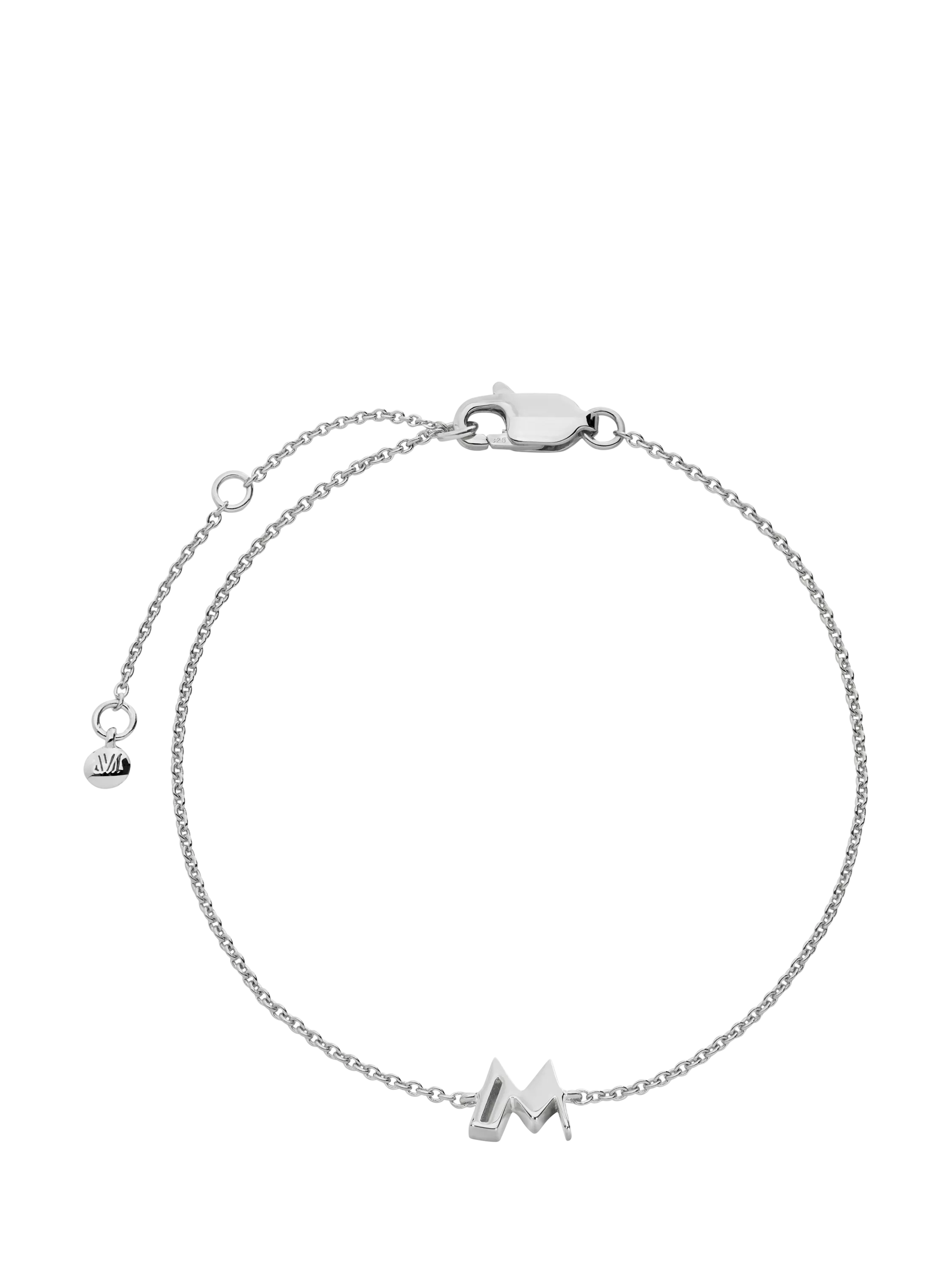 Monica Vinader Art Deco Initial Chain Bracelet Silver