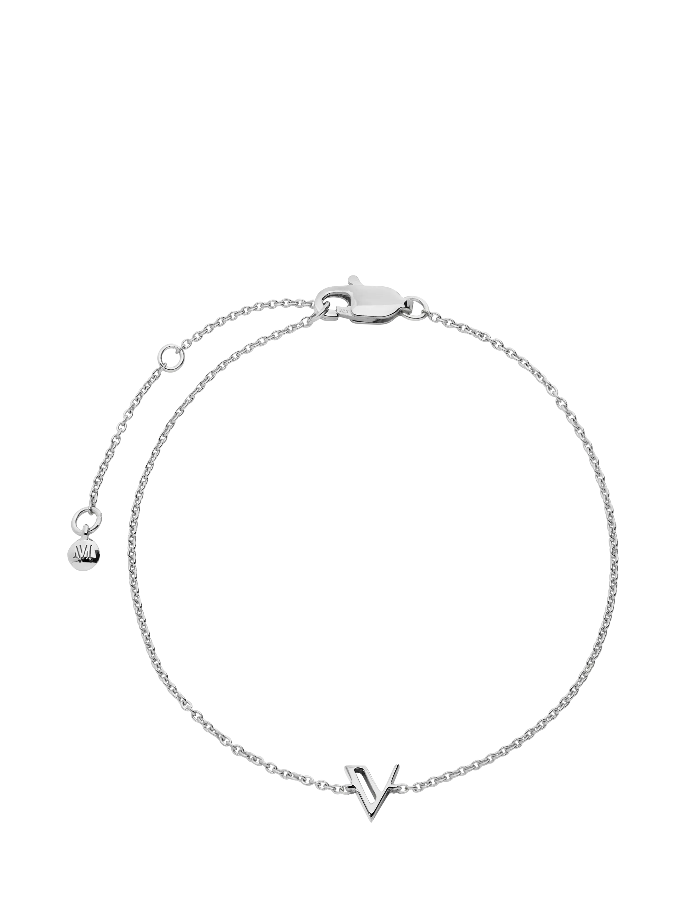 Monica Vinader Art Deco Initial Chain Bracelet Silver
