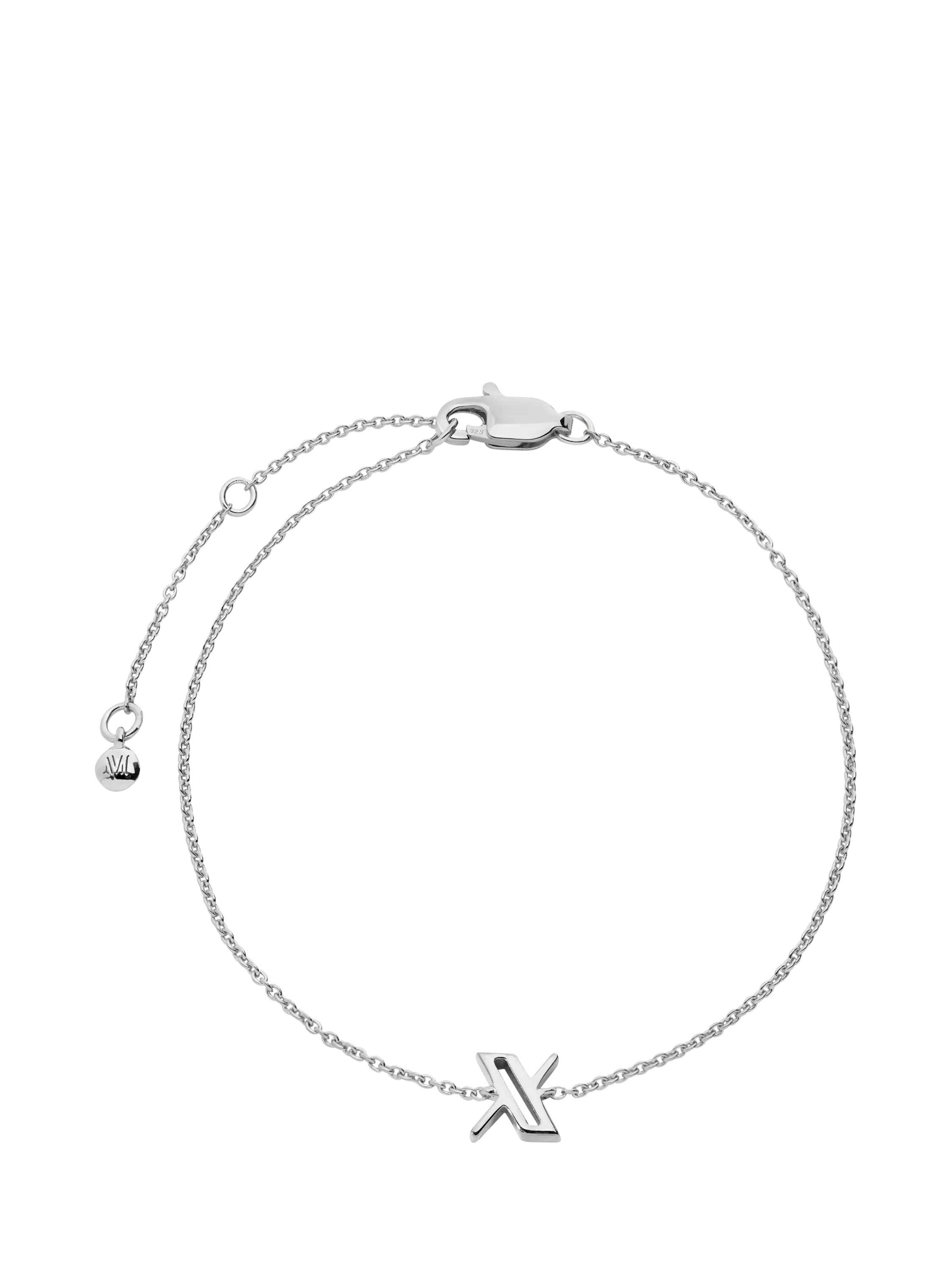 Monica Vinader Art Deco Initial Chain Bracelet Silver