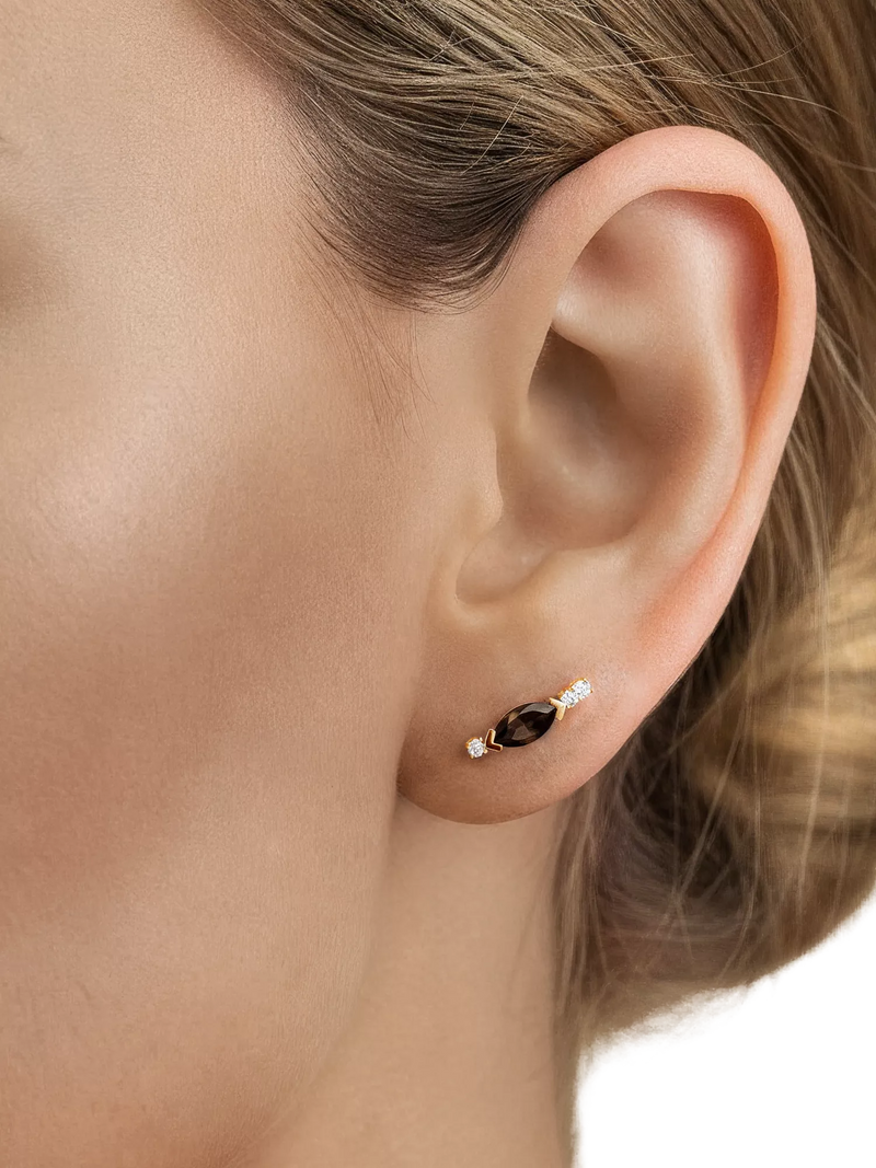 DPT Antwerp stud earrings quartz diamond, imported from the UK