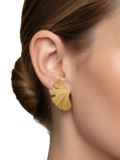 DPT Antwerp diamond fan stud earrings yellow gold plated (British brand)
