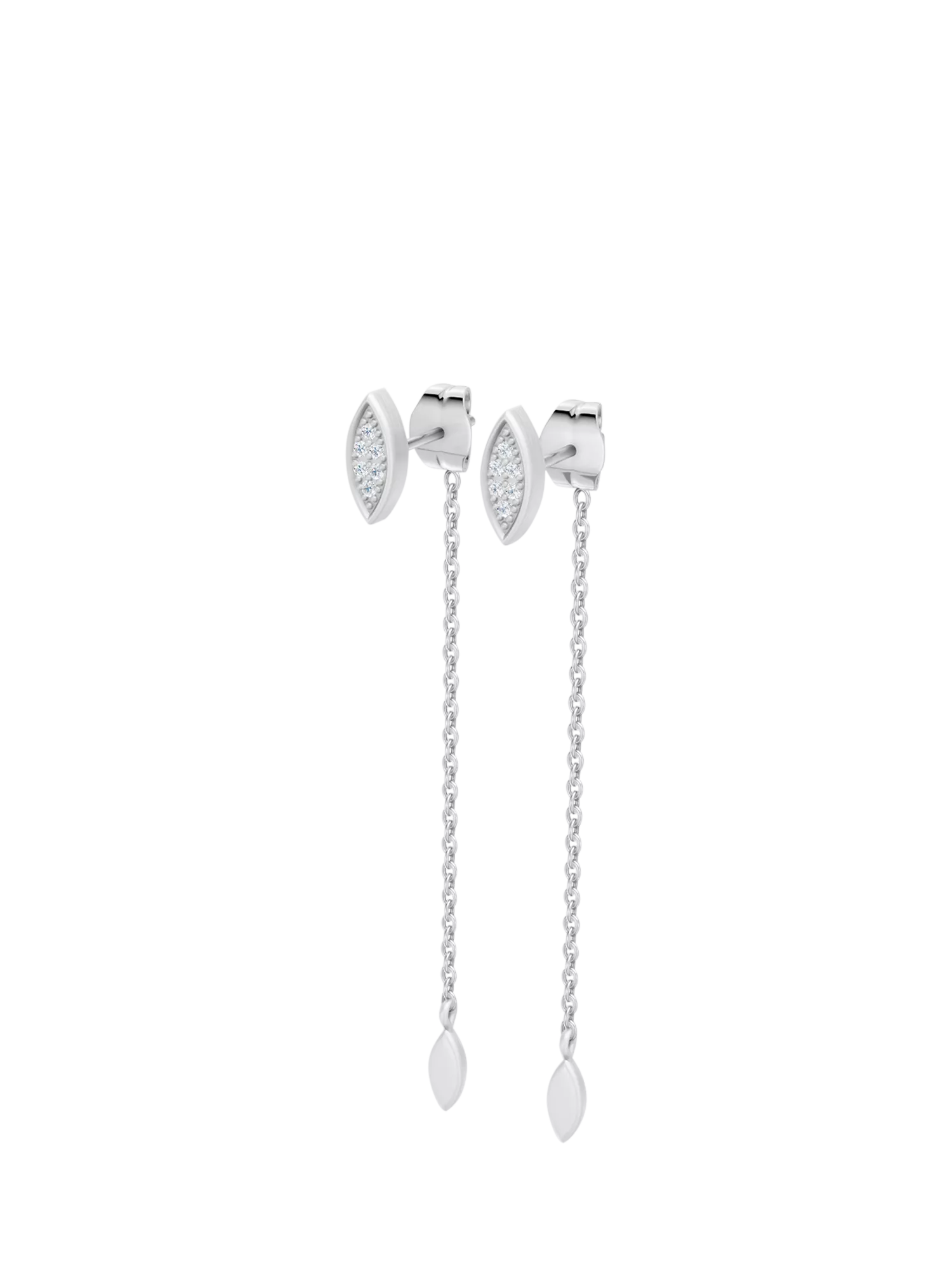 DPT Antwerp marquise diamond drop earrings sterling silver (British brand)