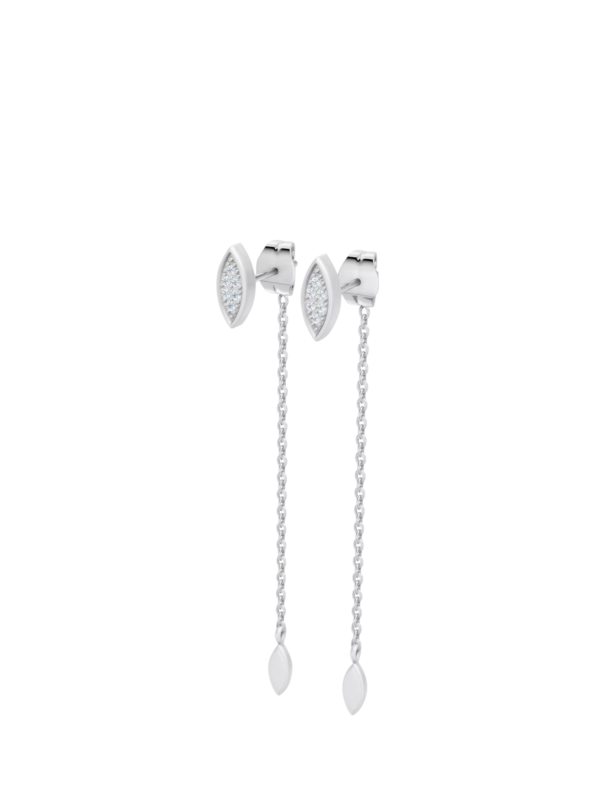 DPT Antwerp marquise diamond drop earrings sterling silver (British brand)