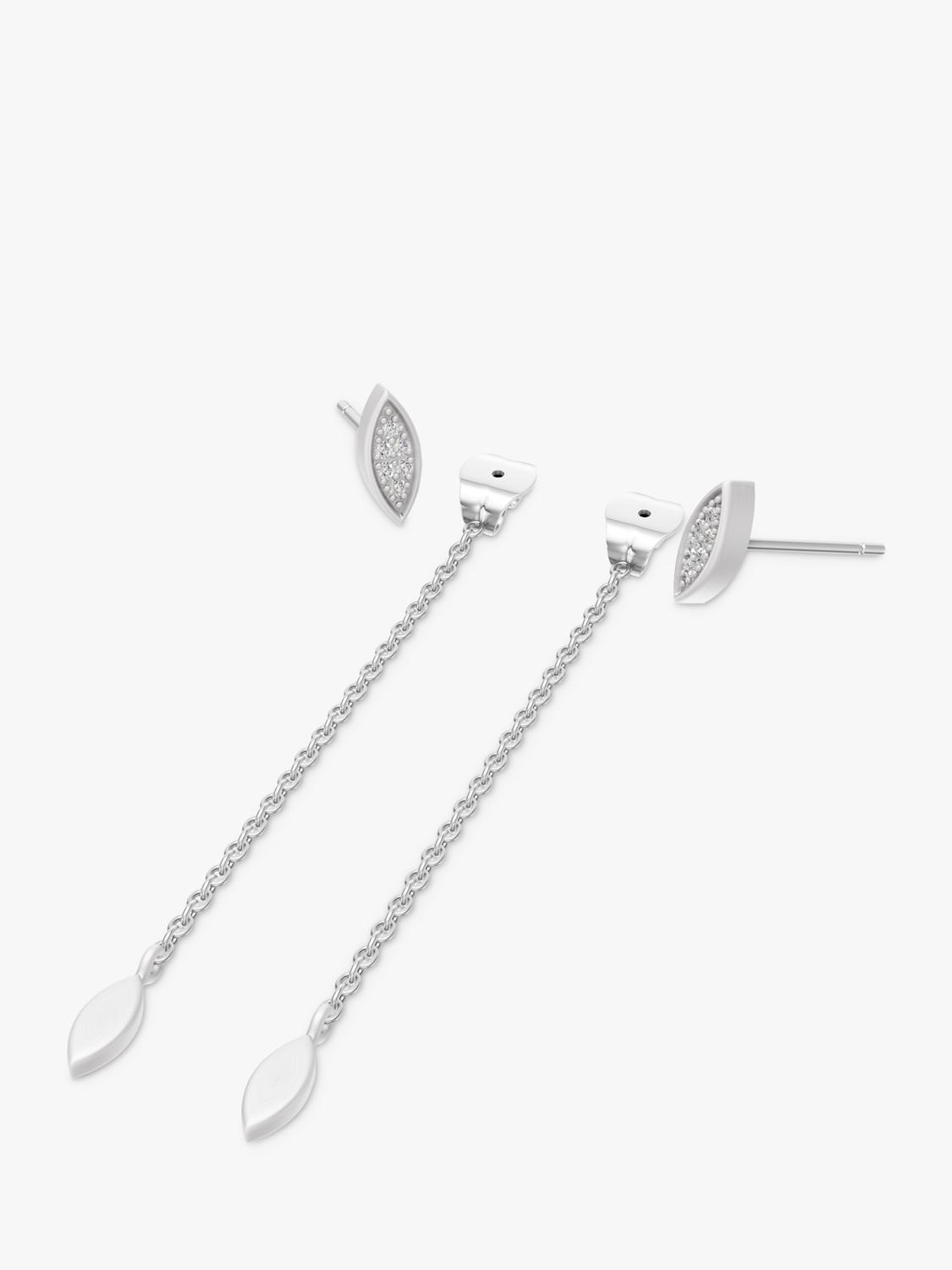 DPT Antwerp marquise diamond drop earrings sterling silver (British brand)
