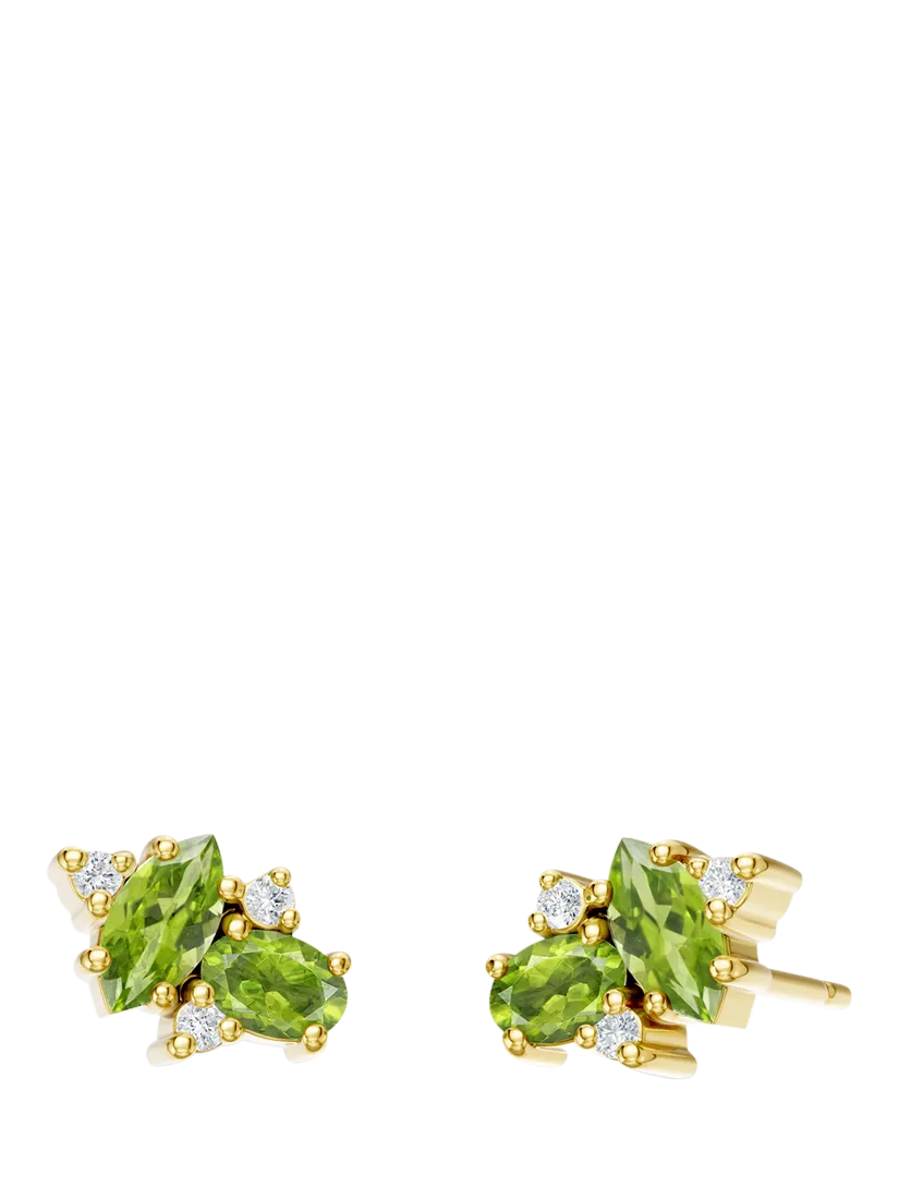 DPT Antwerp peridot diamond stud earrings, imported from the UK