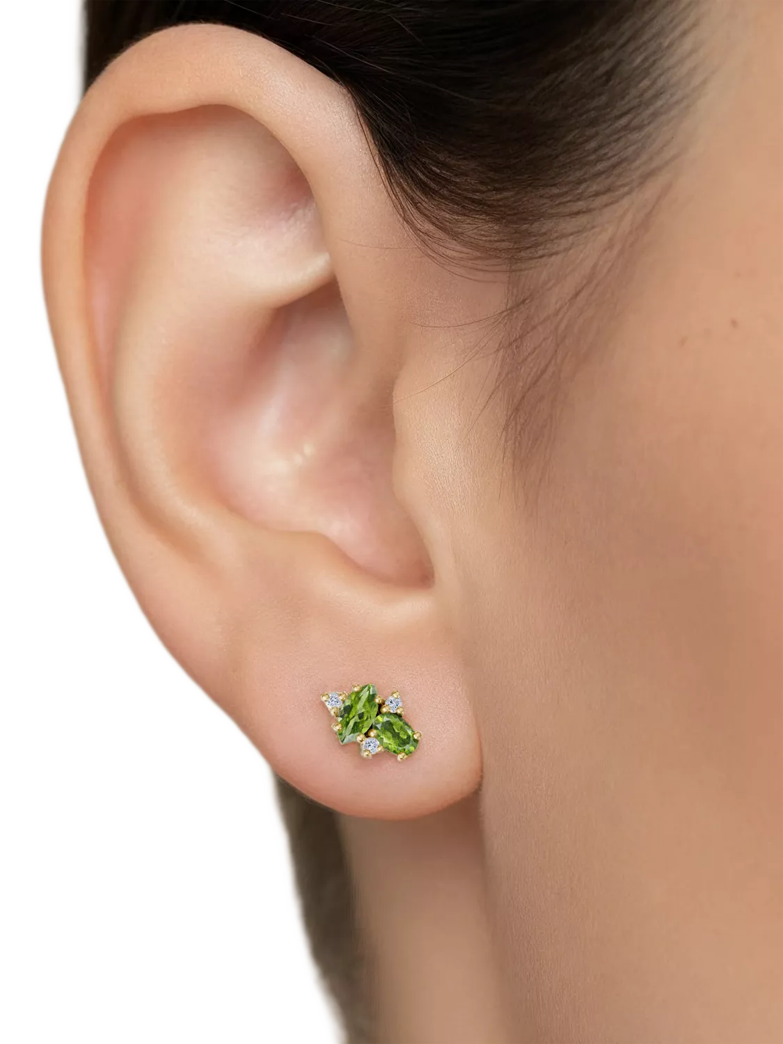 DPT Antwerp peridot diamond stud earrings, imported from the UK