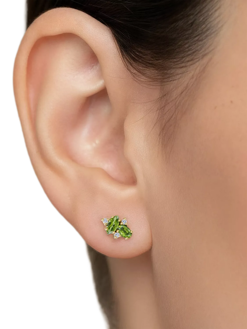 DPT Antwerp peridot diamond stud earrings, imported from the UK
