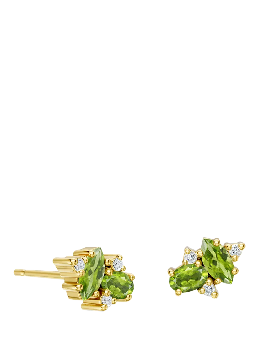 DPT Antwerp peridot diamond stud earrings, imported from the UK