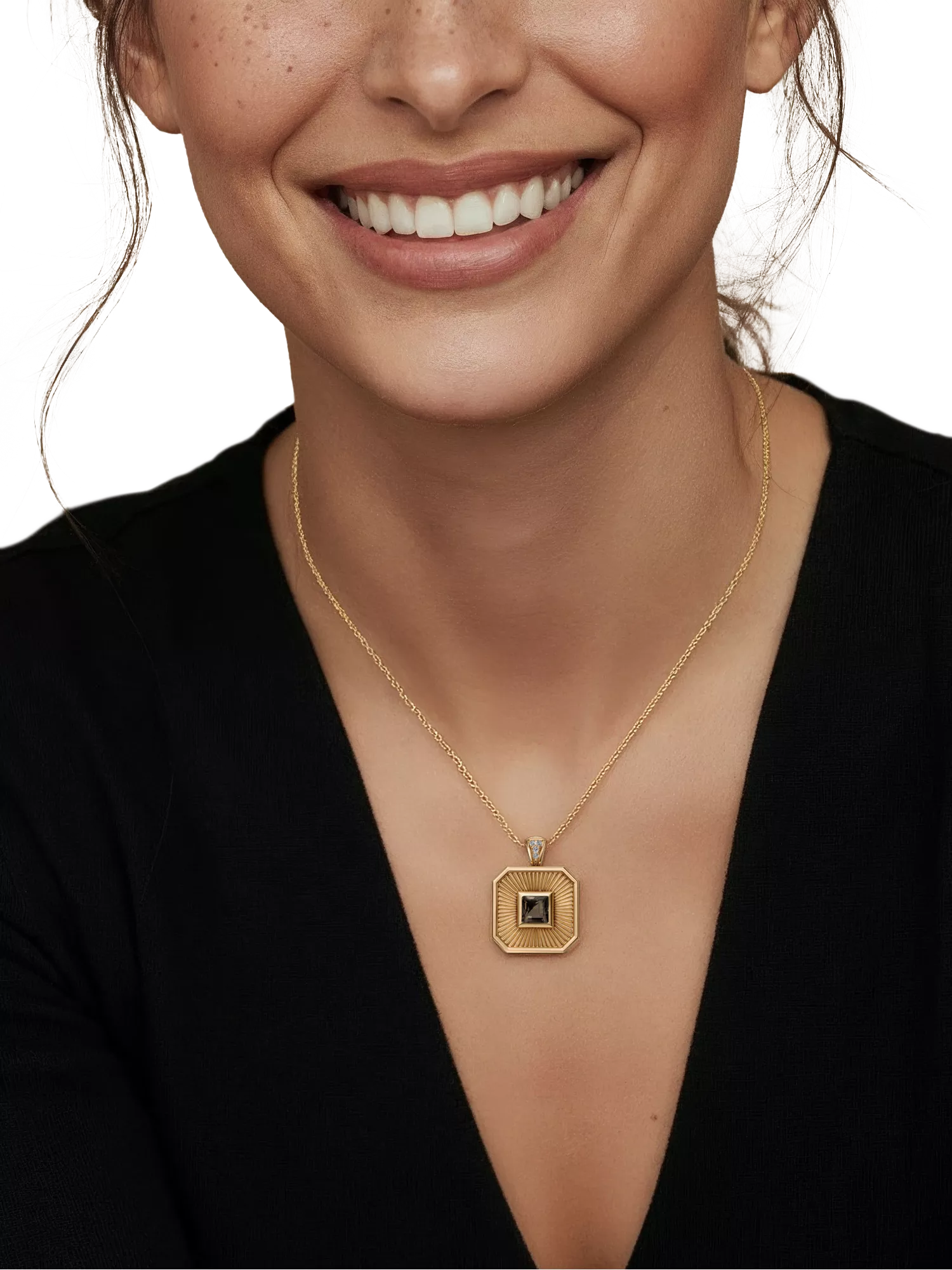 DPT Antwerp pendant necklace quartz diamond octagonal, UK version