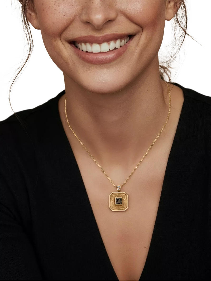 DPT Antwerp pendant necklace quartz diamond octagonal, UK version