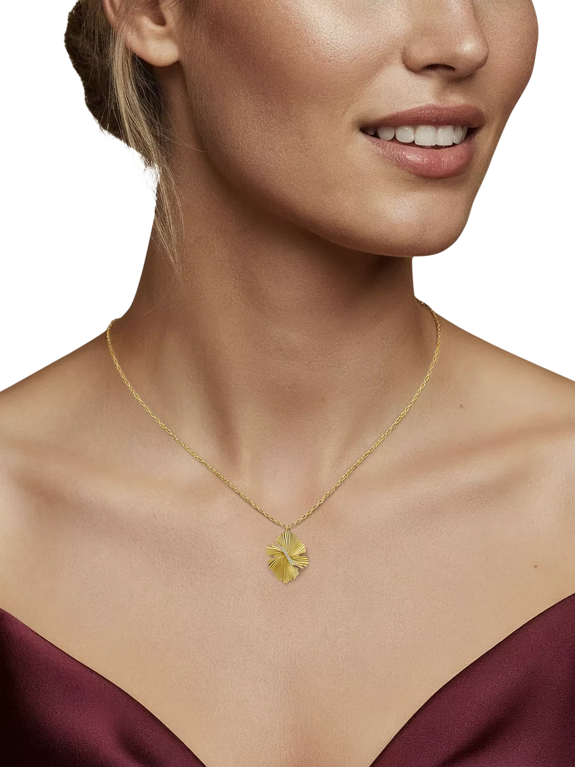 DPT Antwerp diamond fan pendant yellow gold plated, UK version