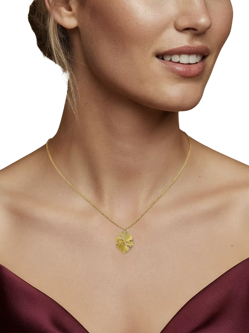 DPT Antwerp diamond fan pendant yellow gold plated, UK version