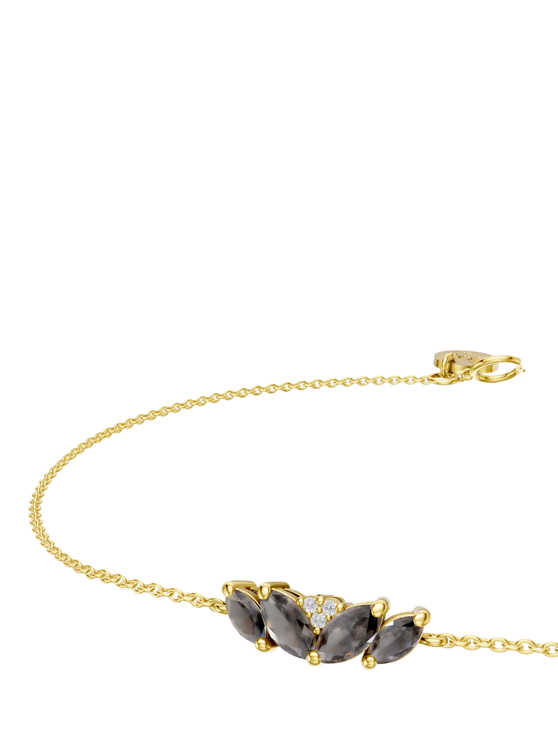 DPT Antwerp quartz and diamond chain bracelet yellow gold plated, imported from the UK