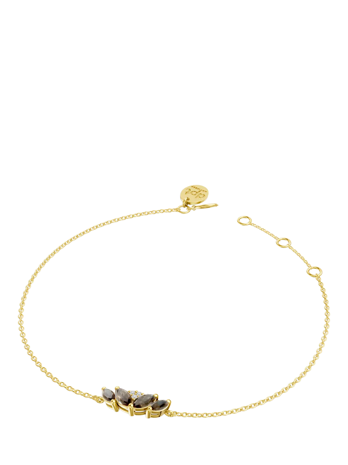 DPT Antwerp quartz and diamond chain bracelet yellow gold plated, imported from the UK