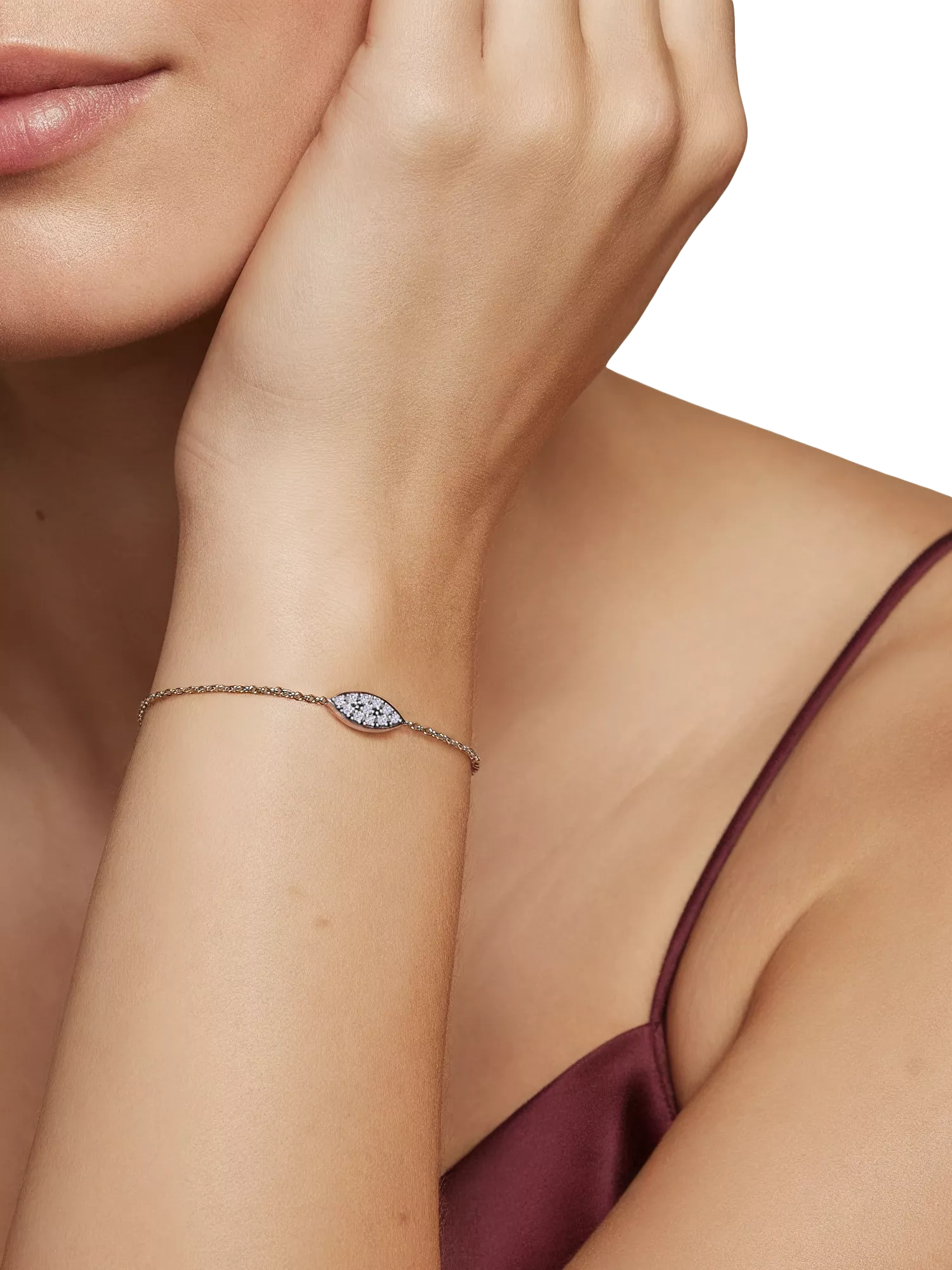 DPT Antwerp diamond marquise chain bracelet sterling silver - British product