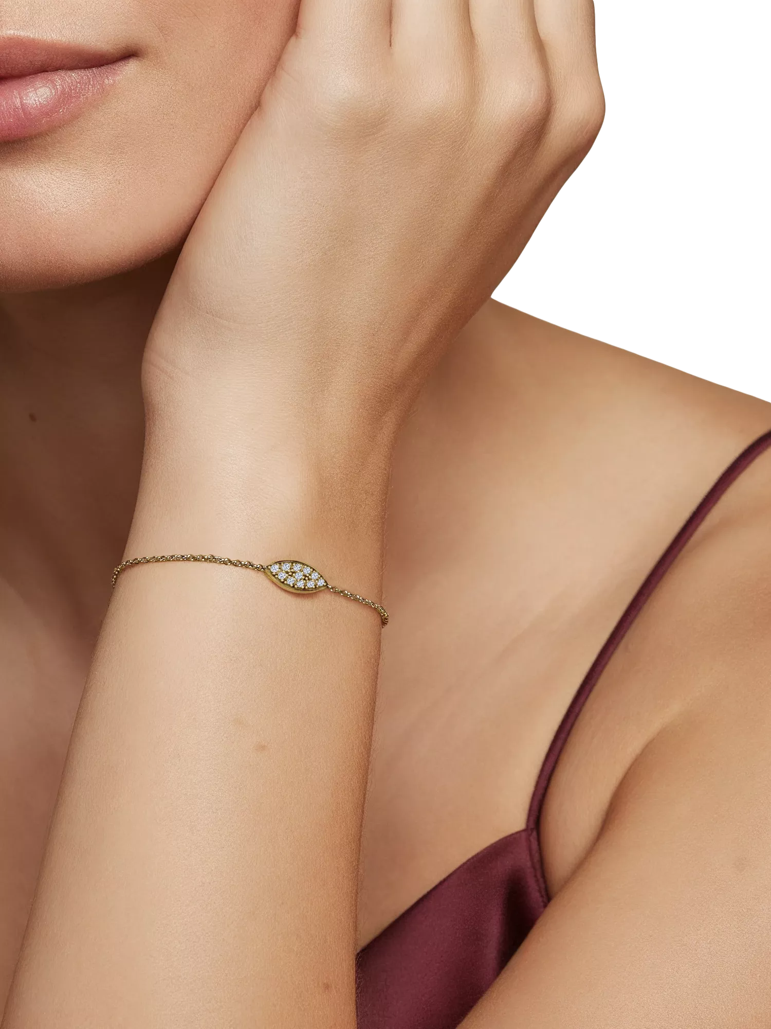 DPT Antwerp diamond marquise chain bracelet gold plated 11 diamonds (British brand)