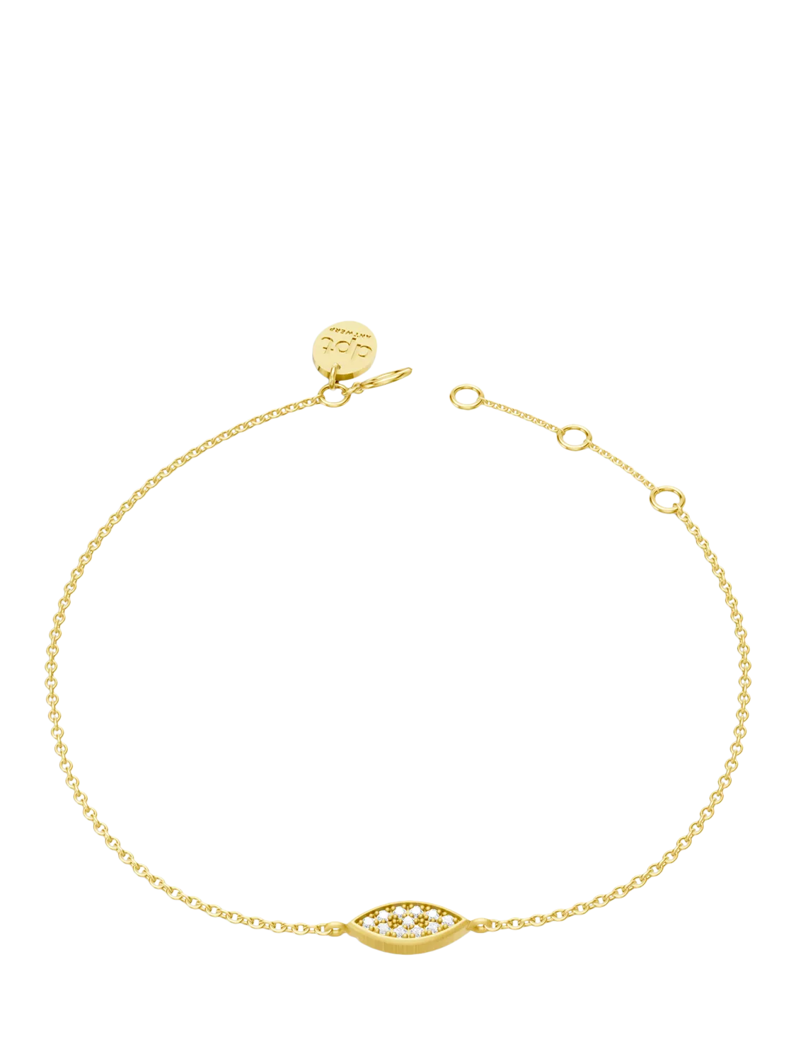 DPT Antwerp diamond marquise chain bracelet gold plated 11 diamonds (British brand)