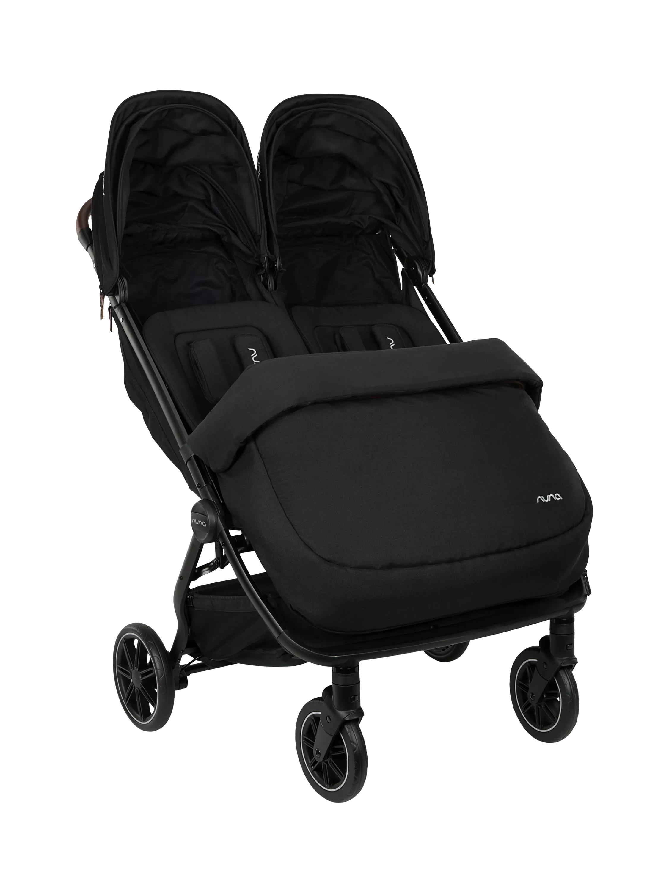 Nuna TRVL Dubl double pushchair footmuff in Caviar, UK version