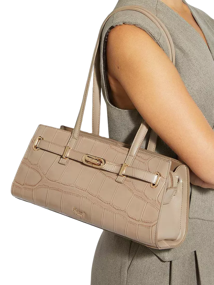 Dune London Depend leather shoulder bag mid grey, UK version