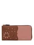 Radley leather floral cut-out purse Carnation Cognac, imported from the UK