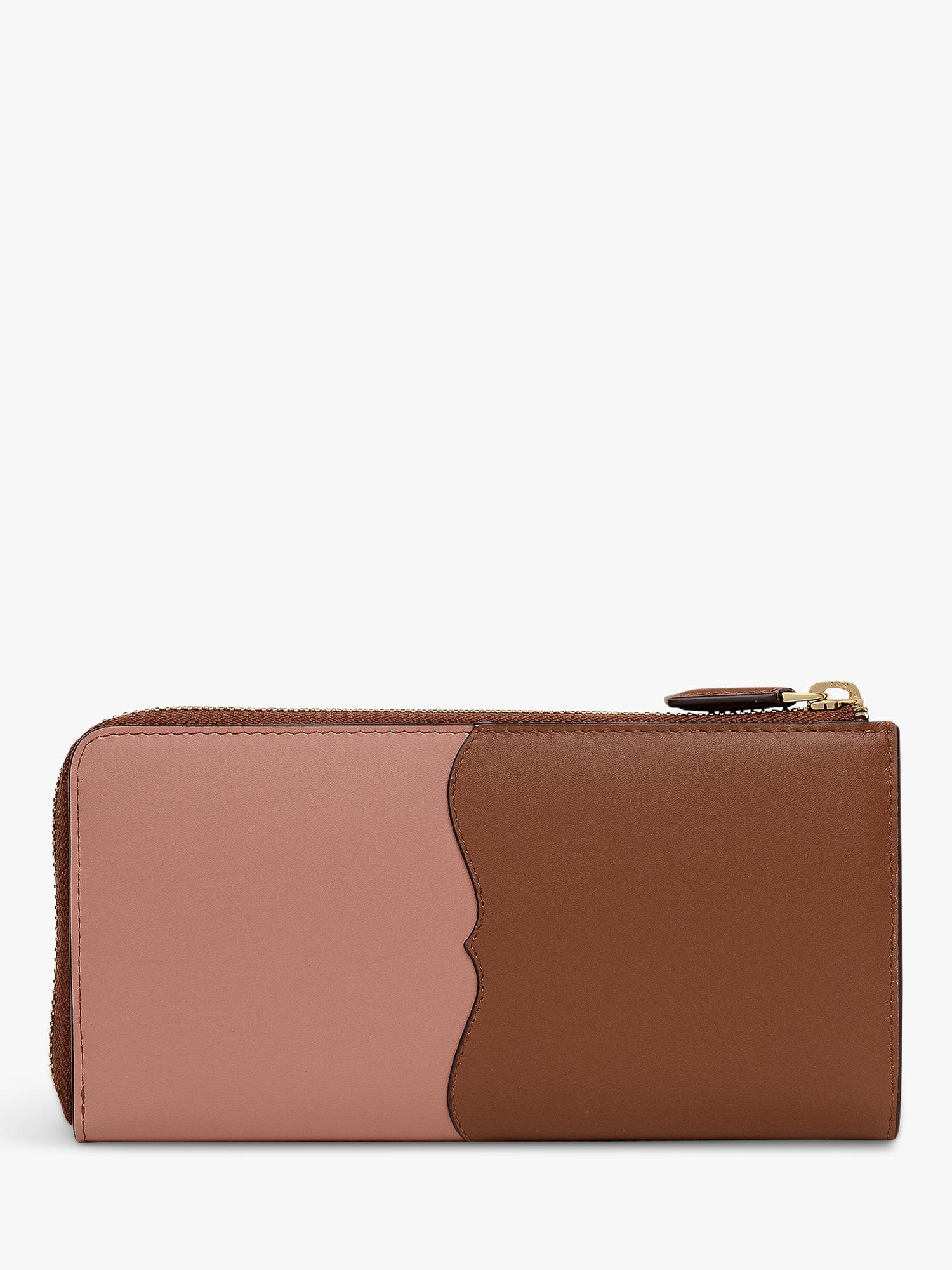 Radley leather floral cut-out purse Carnation Cognac, imported from the UK