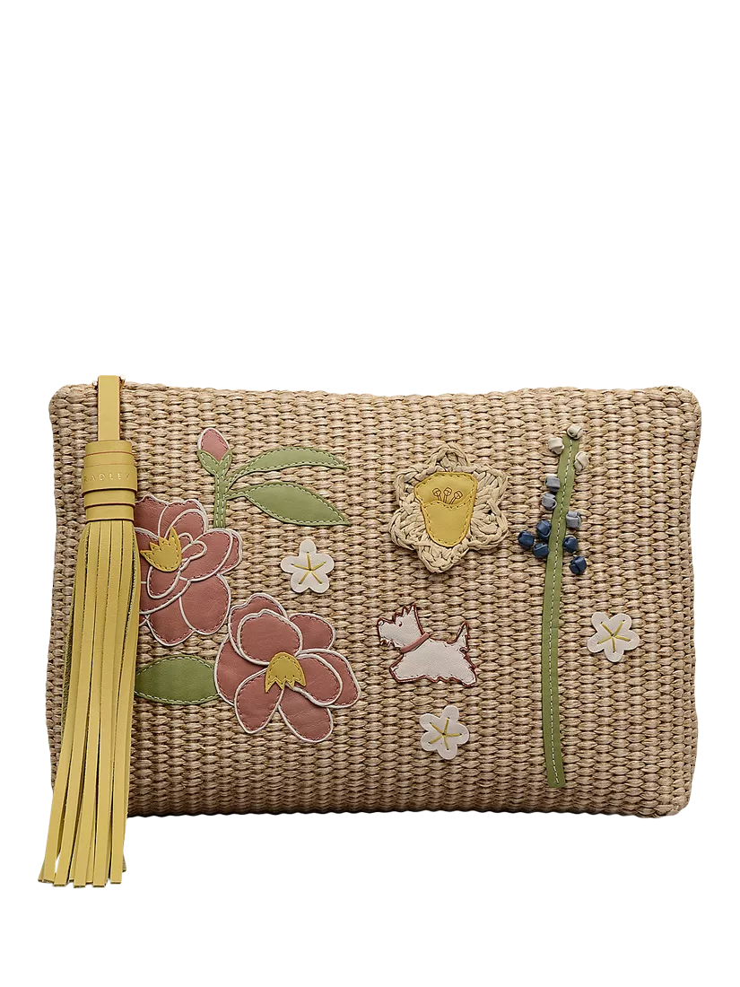 Radley Spring Blooms raffia pouch - British product