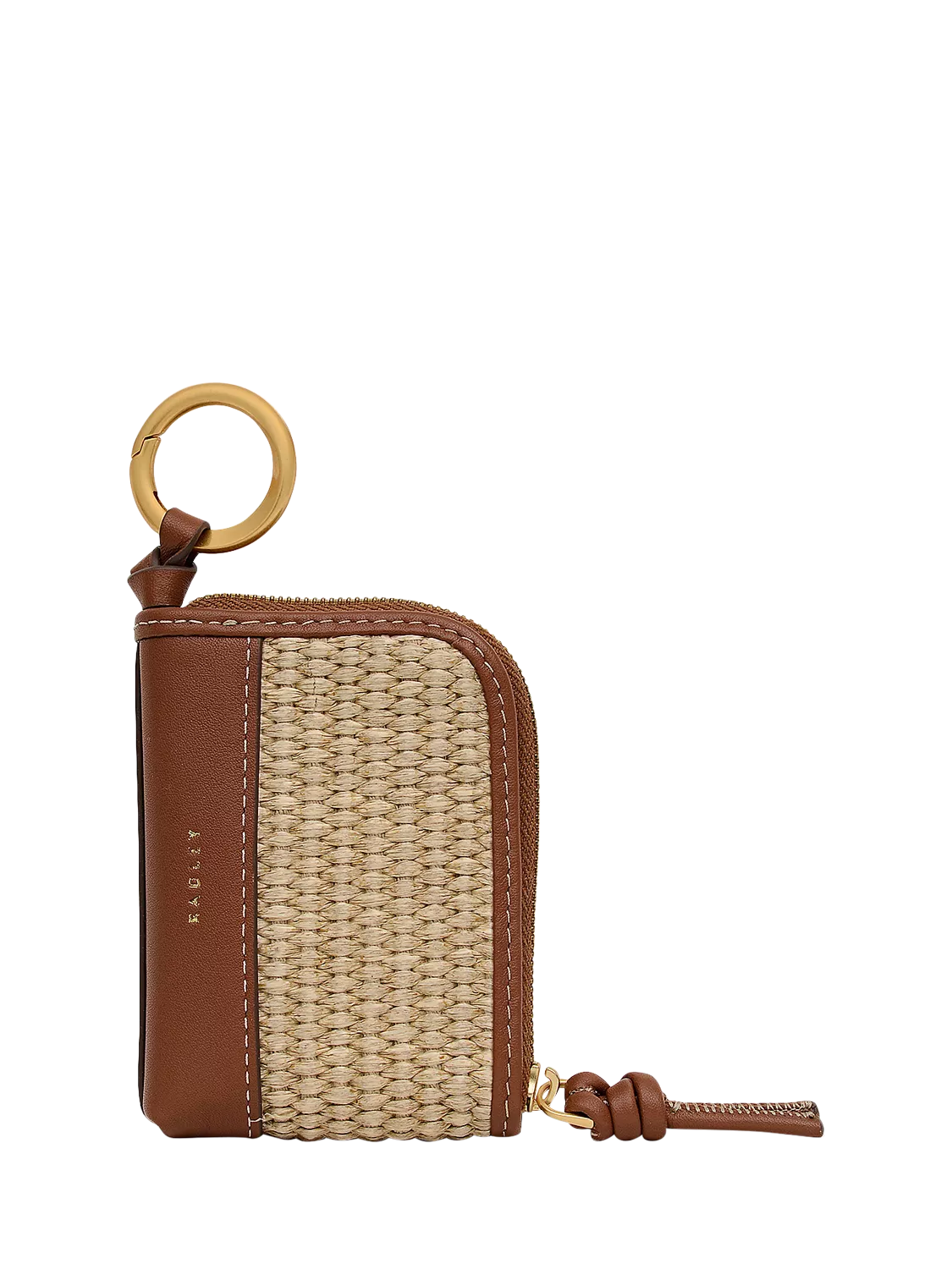 Radley Golden Lane leather raffia bag charm cognac (British brand)