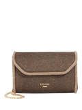 Dune London metallic fabric diamanté clutch bag bronze, UK version