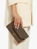 Dune London metallic fabric diamanté clutch bag bronze, UK version