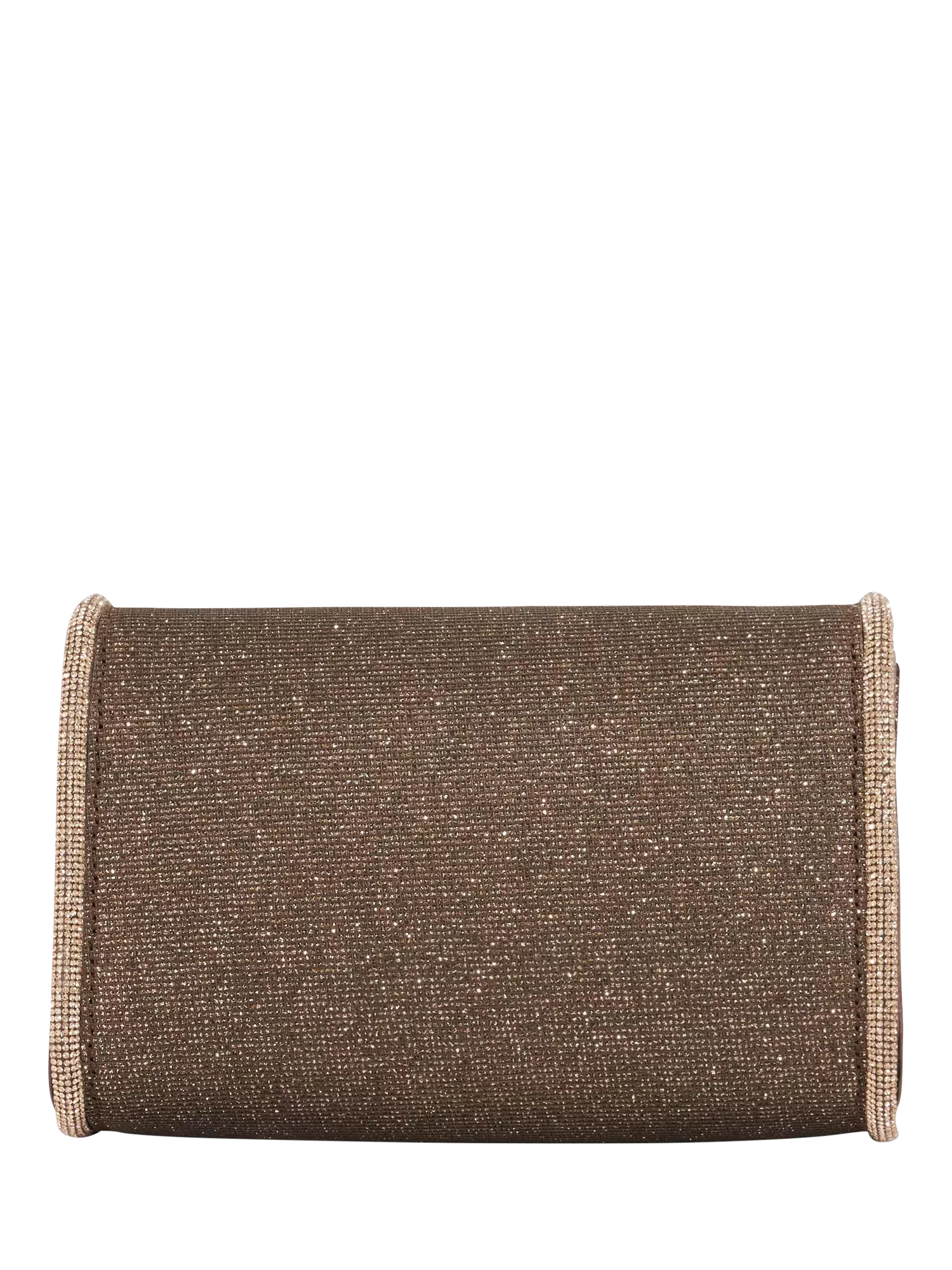 Dune London metallic fabric diamanté clutch bag bronze, UK version