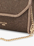 Dune London metallic fabric diamanté clutch bag bronze, UK version