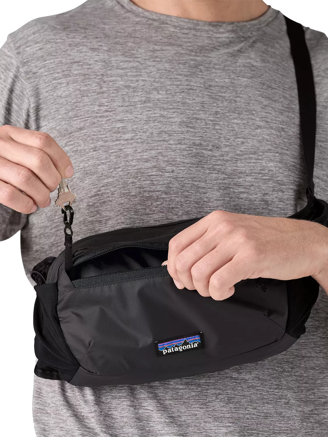 Patagonia Terravia Hip Pack black cross-body bag, imported from the UK