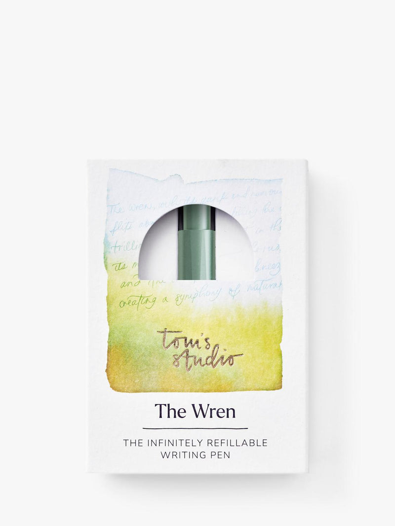 Tom's Studio Wren refillable writing pen Sage (British brand)