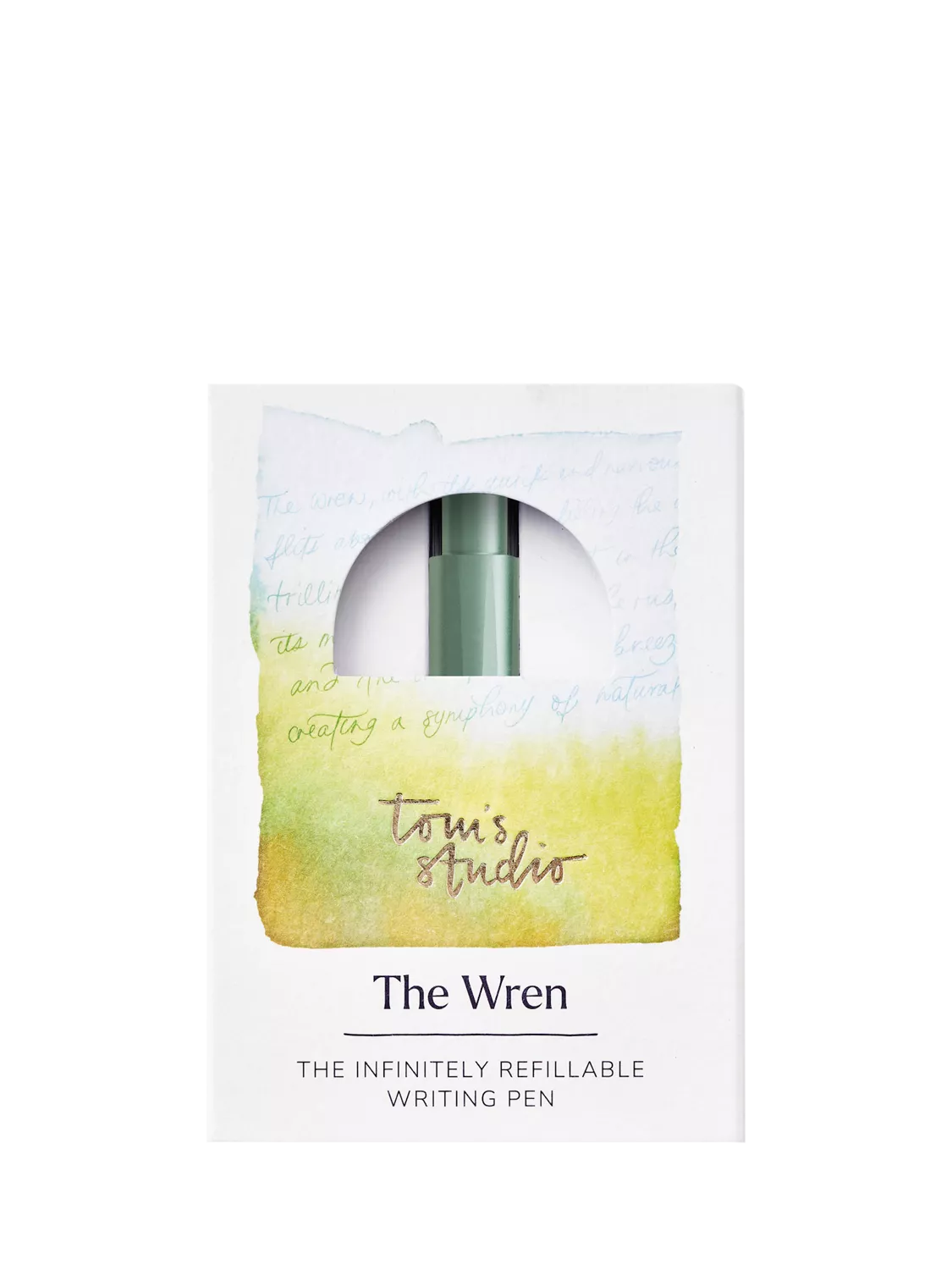 Tom's Studio Wren refillable writing pen Sage (British brand)