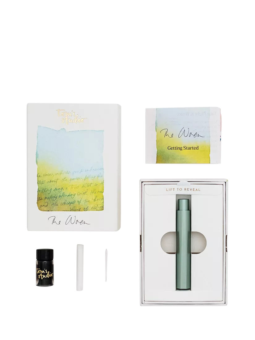 Tom's Studio Wren refillable writing pen Sage (British brand)