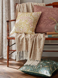 William Morris At Home cushion in pink with daisy embroidery - British product